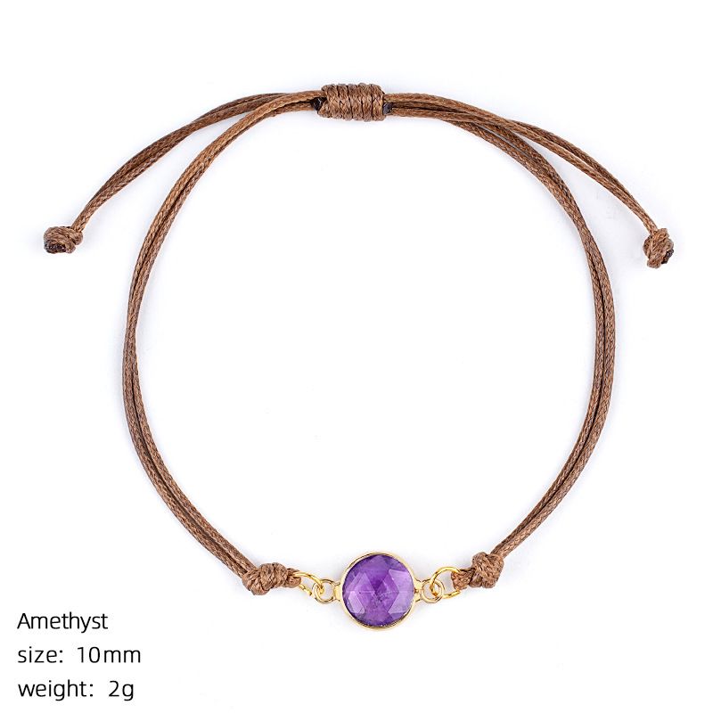 Pulseira de cristal natural retro boêmio tecido à mão ajustável corte de pedra bruta transfronteiriça fornecimento especial