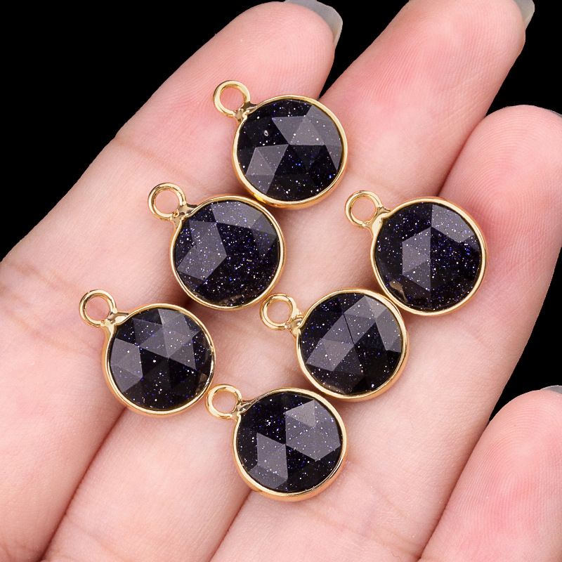 1825-Cristal natural ágata cobre bainha 10mm pingente de seção redonda DIY jóias colar brincos acessórios