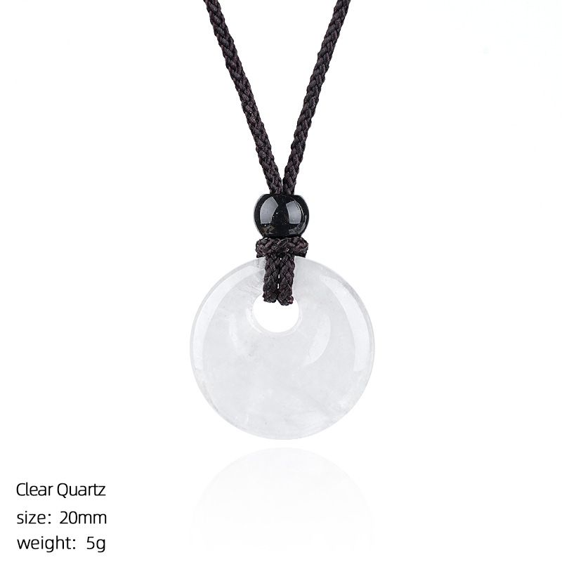 Pingente de fivela de segurança de cristal natural de 20Mm, colar de fivela de princesa redonda com grande buraco gravado em pedra selvagem, presente de Natal.
