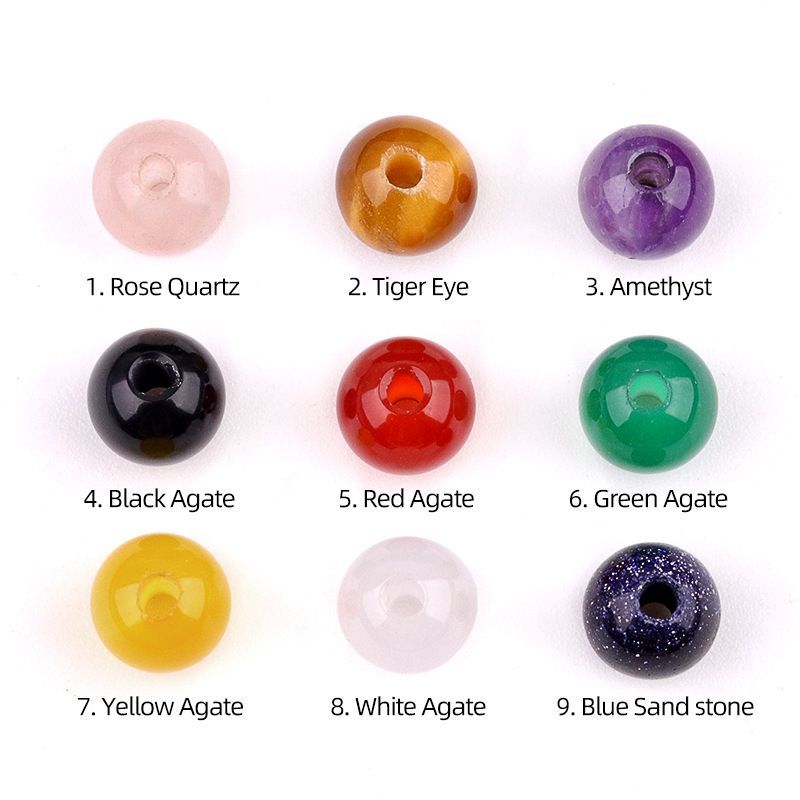 321 - quartzo rosa vermelho-verde-amarelo-branco pedra olho de tigre de ágata 8mm buraco 2mm conta redonda de buraco grande conta solta DIY DIY