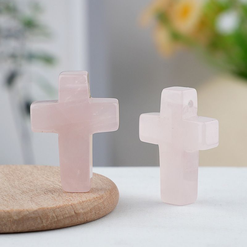 Pó de pedra natural de cristal cruz pingente pingente colar de jóias DIY acessórios
