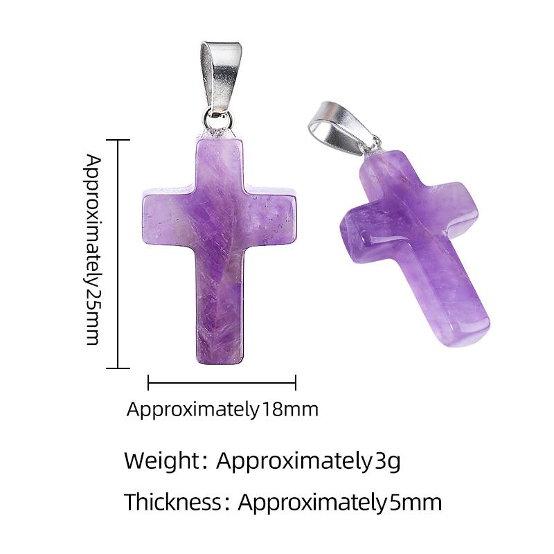 Pingente de cruz de cristal natural Acessórios de moda europeus e americanos pedra áspera polida colar de cruz de pedra semipreciosa