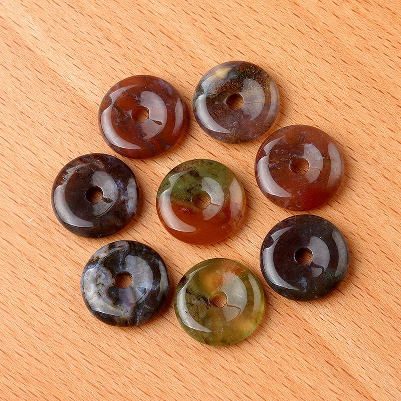 1641-12 ~ 16mm fivela de segurança, pingente de donut de pedra de ágata de cristal, anel de furo grande acessórios de jóias DIY