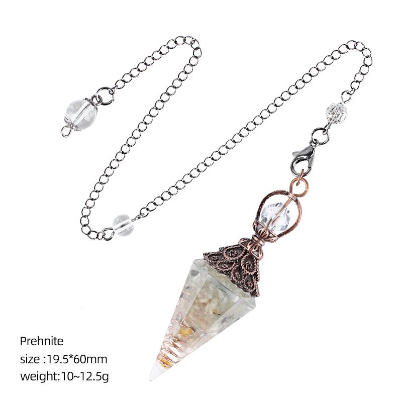 Cristal Pêndulo Cascalho Epóxi Cobre Antigo Ponta Única Hexagonal Cone Yoga Acessórios de Meditação Pêndulo de Freqüência Ajustável