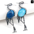 Pingente de broche incrustado de guindaste de coroa vermelha semi-preciosa de cristal natural de uso duplo, acessórios para jaqueta de alfinete de corsage