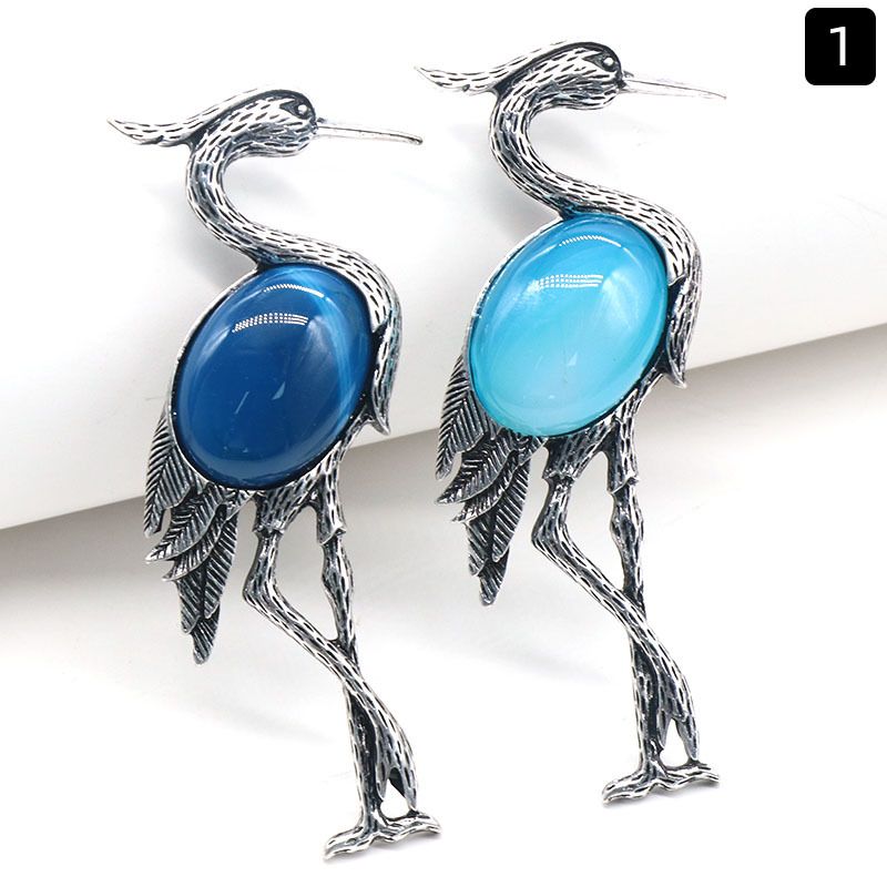 Pingente de broche incrustado de guindaste de coroa vermelha semi-preciosa de cristal natural de uso duplo, acessórios para jaqueta de alfinete de corsage
