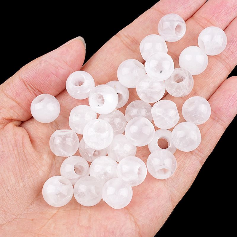 317 - Contas de Grandes Furos, Contas Soltas de Ágata Cristalina, 12mm, 5mm, Contas Soltas de Pedra Natural de Grandes Furos, Materiais de Joias DIY Atacado