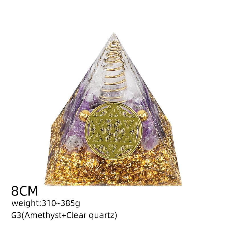 Pirâmide de cristal natural de 8cm Casa criativa europeia e americana Ornamento de mesa Yoga Resina de meditação Pirâmide de epóxi