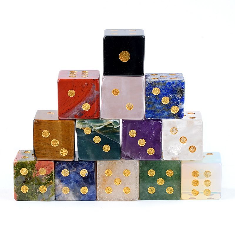 Dados de pedra natural de 16Mm entretenimento de lazer família jogos de tabuleiro adereços esculpindo pontos ângulo reto dados de cristal natural