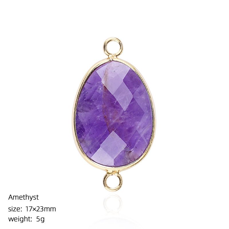 1640 Pingente de pedra semipreciosa de corte de bainha, pulseira de cristal natural artesanal DIY colar de jóias acessórios de conector de suspensão dupla