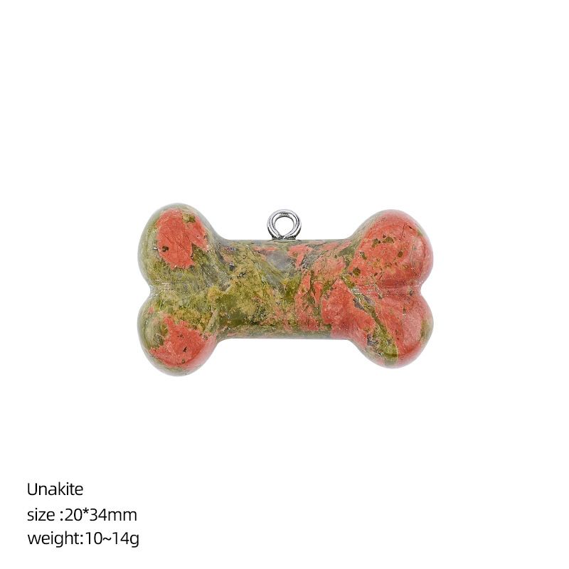 Pingente de osso de cristal natural DIY colar pingente filhote de cachorro acessórios pedra ágata gravada osso