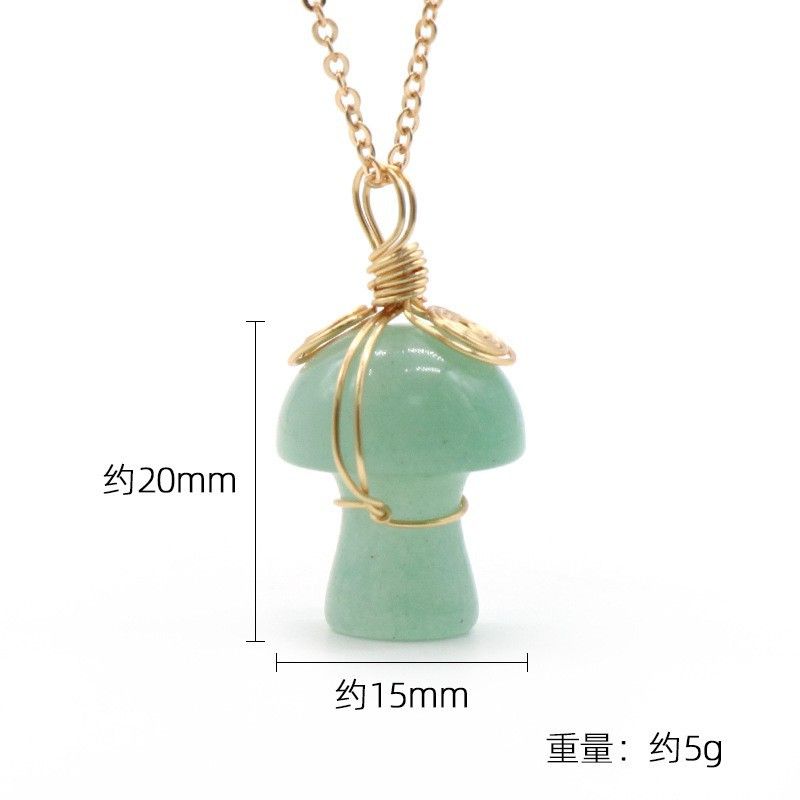 1507-Pedra de cristal natural 20mm pequeno cogumelo enrolamento pingente DIY pingente