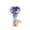 1499-Natural Crystal Colorful Stone Love Key Shape, Chakra Heart Lock Key