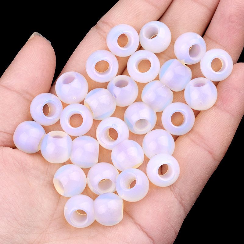 317 - Contas de Grandes Furos, Contas Soltas de Ágata Cristalina, 12mm, 5mm, Contas Soltas de Pedra Natural de Grandes Furos, Materiais de Joias DIY Atacado