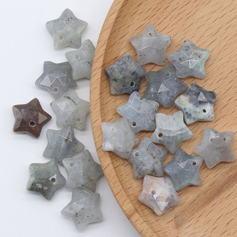 Pingente de pentagrama facetado 1590-10mm, acessórios de mini estrela de pedra de cristal atacado DIY jóias estrela