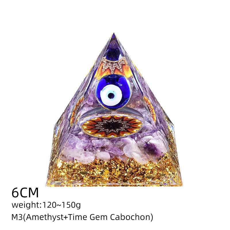 6Cm cristal bola pirâmide ornamento de mesa Chakra Yoga Meditação Resina Yoga Meditação Resina Epóxi