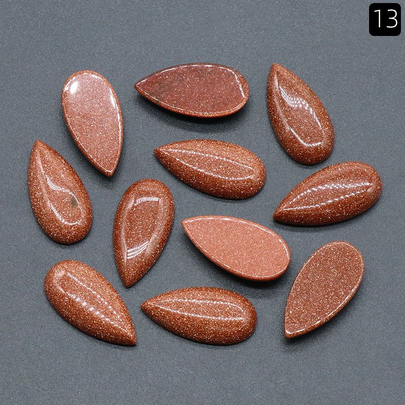 Superfície de anel de gota de água de 1485-15X30mm, cristal natural única superfície curva geométrica DIY jóias incrustadas com acessórios de pedra solta