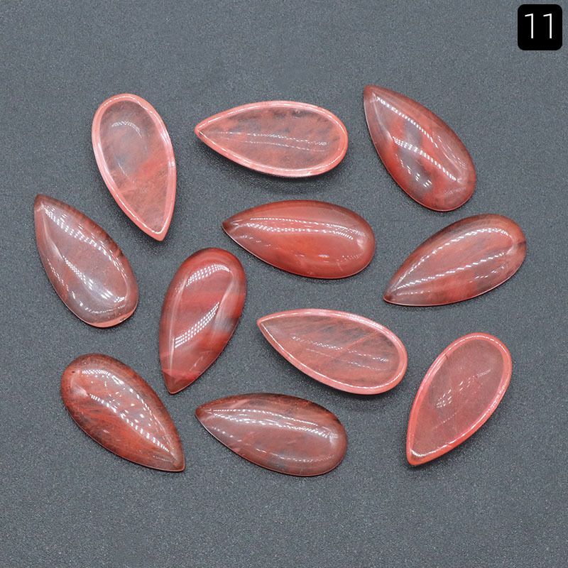 Superfície de anel de gota de água de 1485-15X30mm, cristal natural única superfície curva geométrica DIY jóias incrustadas com acessórios de pedra solta