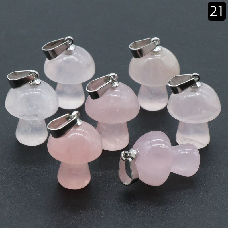 1468-Pedra de Cristal Natural 2CM Mini Pingente De Cogumelo Pequeno Colar Acessórios Pingente De Moldagem De Cogumelo DIY