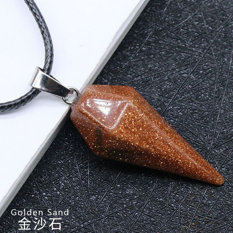 Pingente de Cristal Natural Hexagonal Cone Cônico Hexagonal Rômbolo Pêndulo eBay AliExpress Jóias
