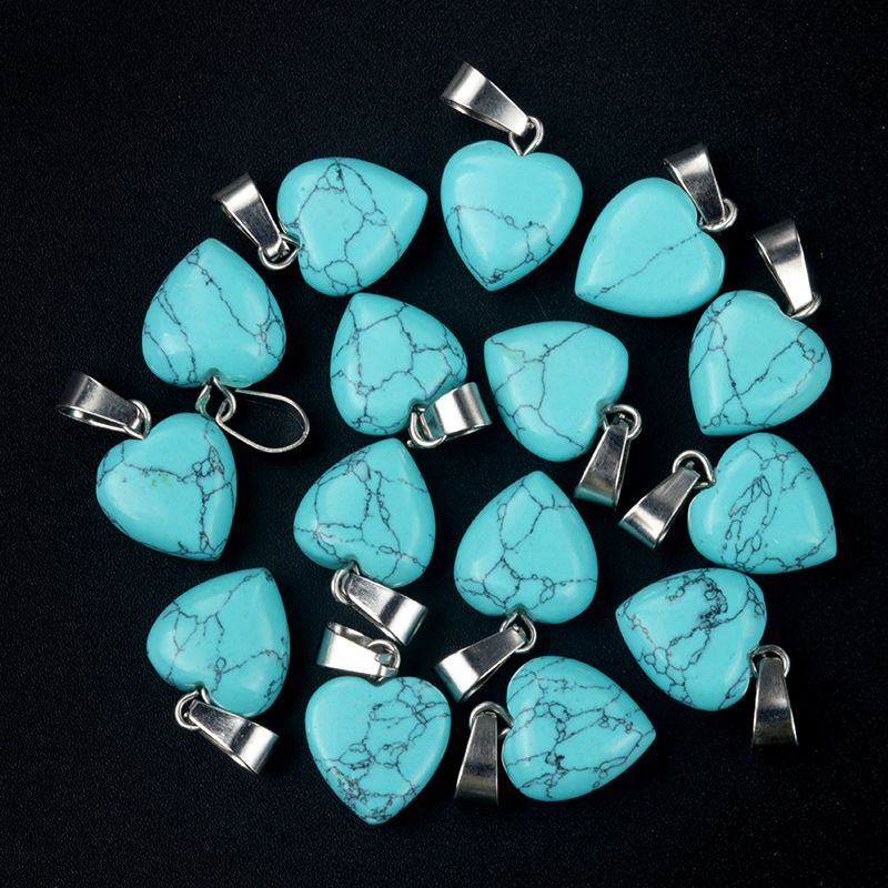 1676-13Mm pingente de amor, pingente de amor de pedra de cristal de ágata natural DIY colar em forma de coração acessórios de jóias