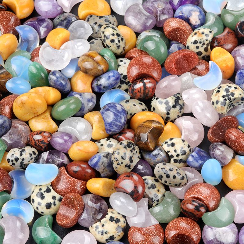 1748-15Mm mini lua pequena não porosa, pedra de ágata de cristal natural pequeno crescente DIY jóias material decorativo