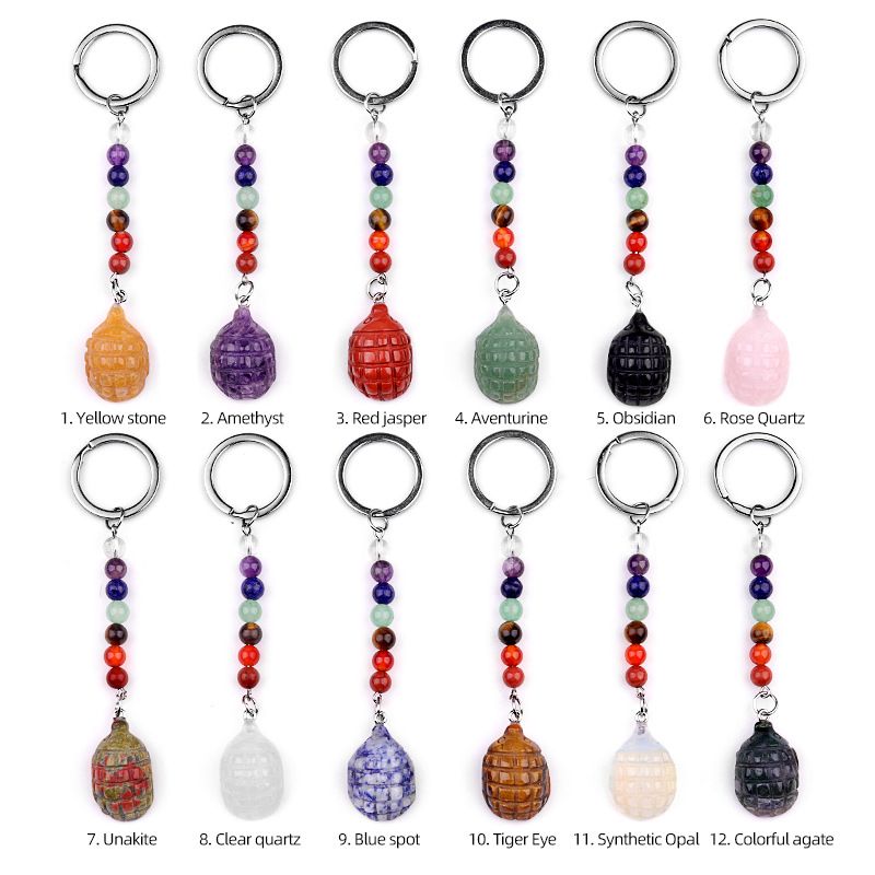 2018--1Em Mini Pequeno Hedgehog Chakra Chaveiro, Pingente De Pequeno Animal De Pedra De Ágata De Cristal Natural