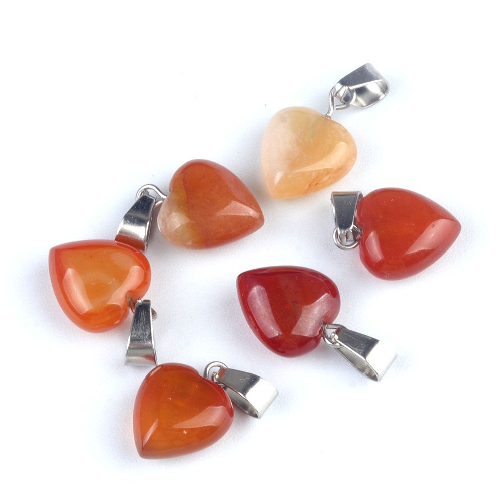 1676-13Mm pingente de amor, pingente de amor de pedra de cristal de ágata natural DIY colar em forma de coração acessórios de jóias