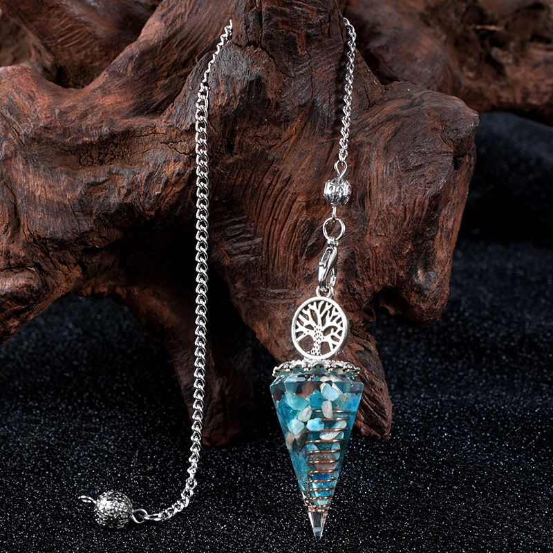 Nova Liga Árvore da Vida Pingente De Resina Pingente De Cristal Meditação Pêndulo De Corrente De Cinto Epóxi Vintage