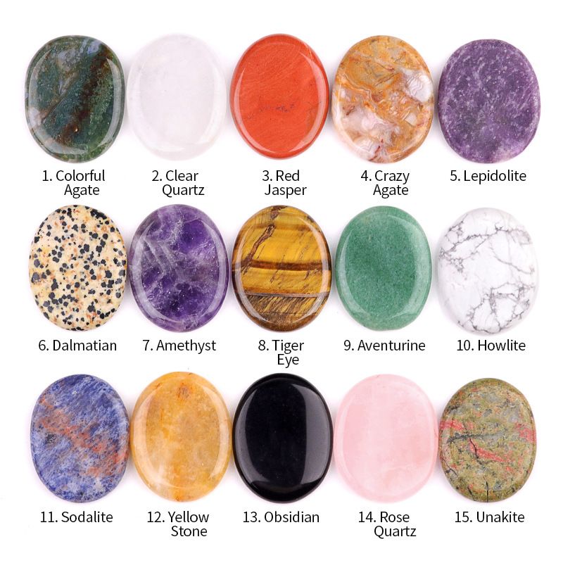 1537 Pingente oval oval duplo plano Worrystone irregular com letras ovais de cristal natural