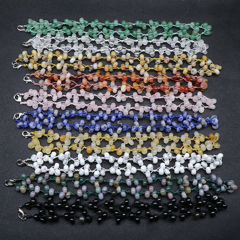 Colar de pedra natural, colar de pedra colorida, colar de ábaco de pedra de ágata cristal