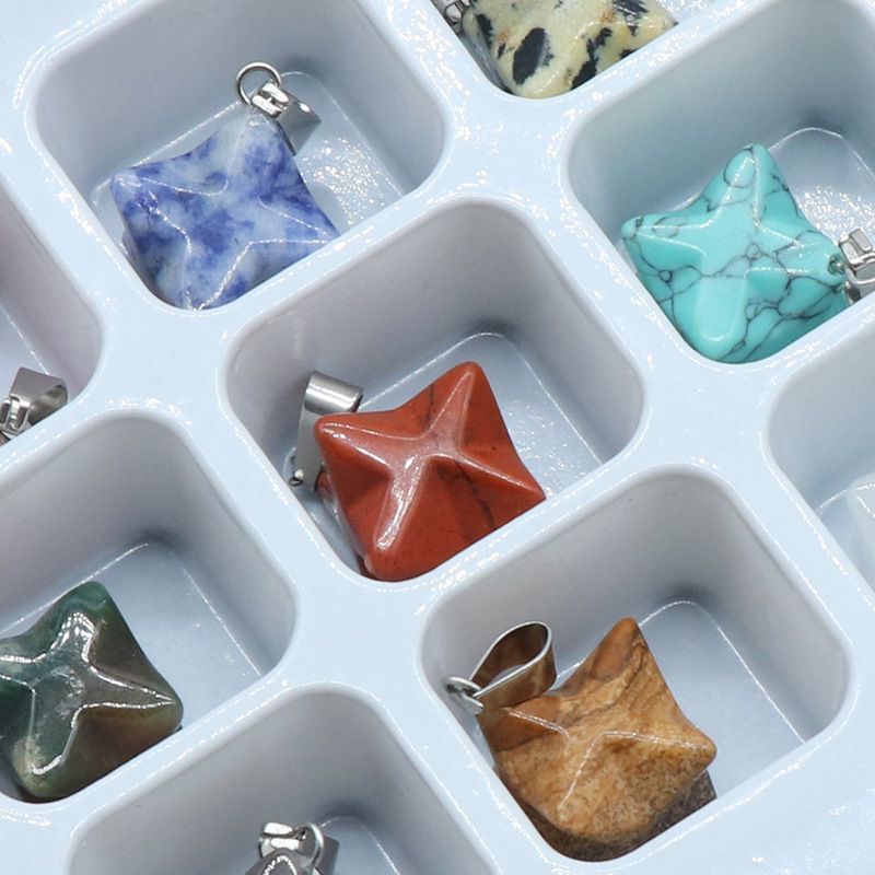 1283-Merkaba Star Pendant 12 Caixa de Cor, Cristal Natural Pedra Semi-Preciosa Merkaba Grande Satélite