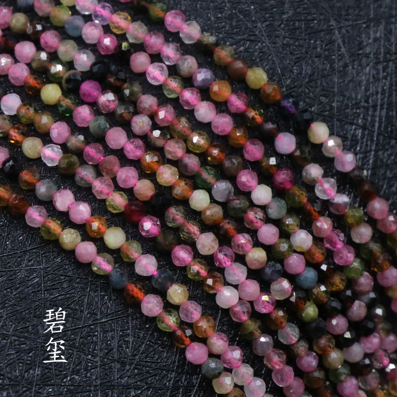 260-Agate cristal de pedra preciosa 2mm corte contas redondas turmalina romã água-marinha contas soltas DIY chapelaria gancho de cabelo borla