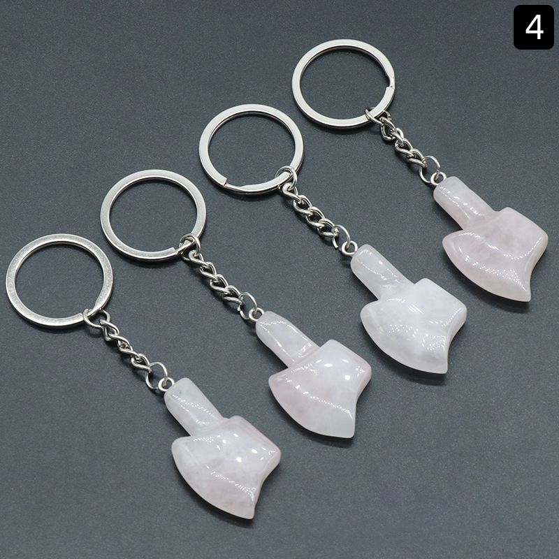 1329-Ágata de cristal natural 42mm pequeno machado chaveiro pingente bonito saco de jóias pingente pequeno presente