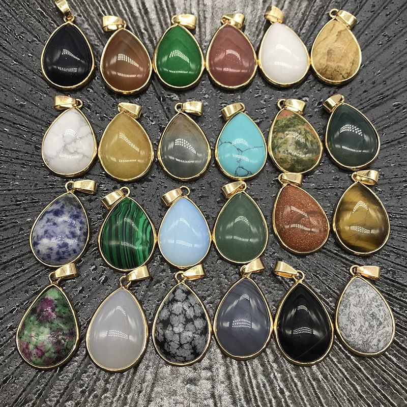 Nova venda quente, pingente de gota de água com bainha de ágata de cristal de ágata, colar de cobre turquesa.