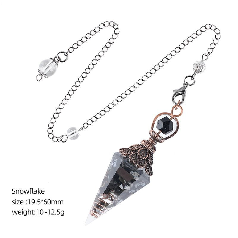 Cristal Pêndulo Cascalho Epóxi Cobre Antigo Ponta Única Hexagonal Cone Yoga Acessórios de Meditação Pêndulo de Freqüência Ajustável