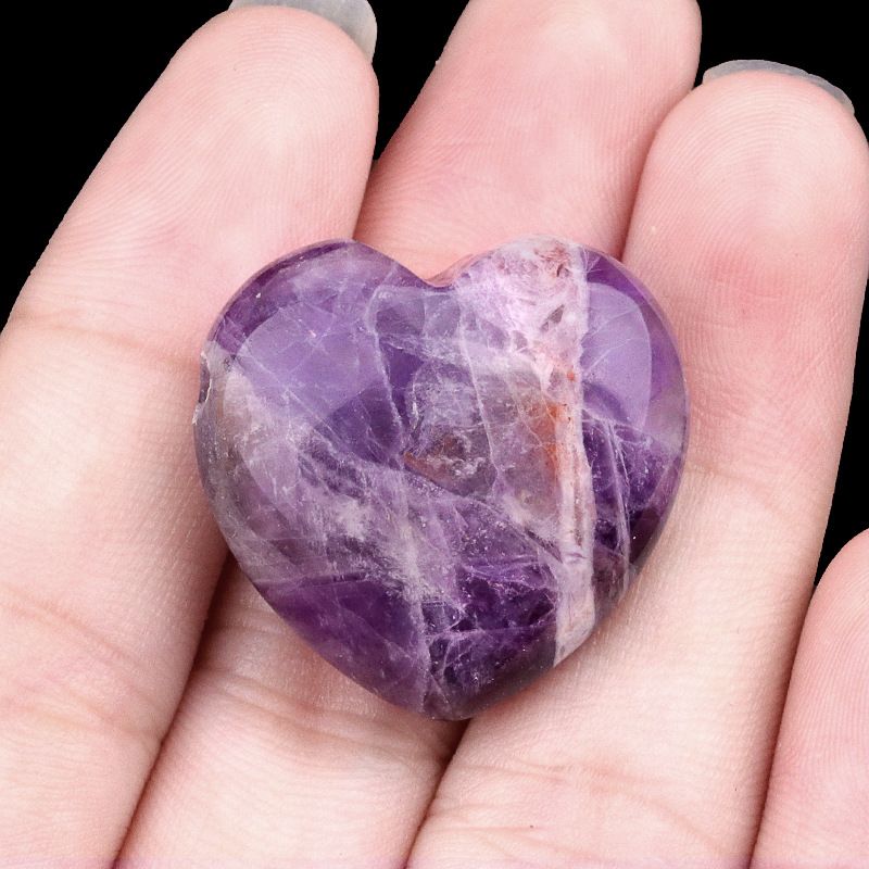 2172-Pedra de ágata de cristal natural 25mm buraco grande 3mm de perfuração horizontal pingente de amor ornamento em forma de coração