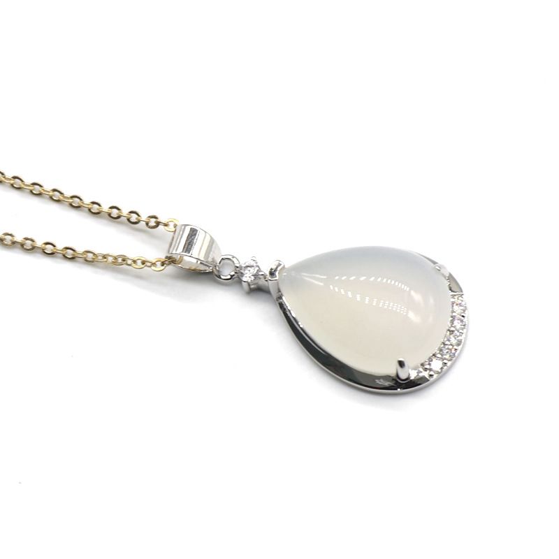 2427 Pingente de gota d 'água de ametista, ágata rosa, olho de tigre, pingente de lápis-lazúli, colar, acessórios de corrente de clavícula feminina.