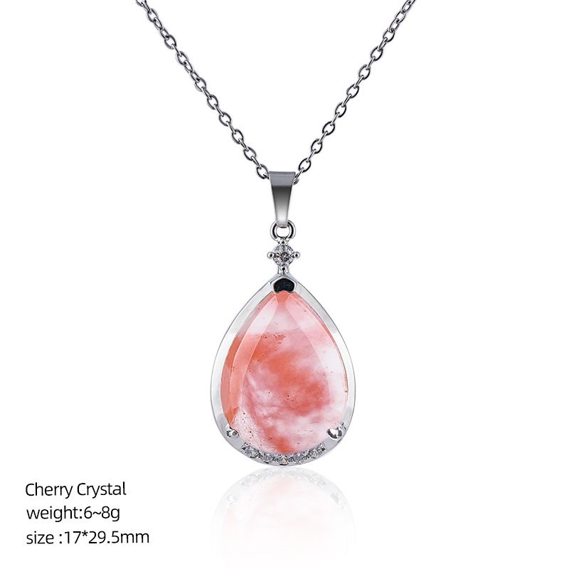 Pingente de gota de água de cristal natural popular com corrente de clavícula incrustada de cobre diamante colar de gota de água de ametista natural