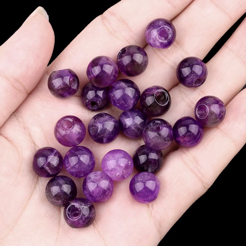 2040-Natural ametista cordão redondo furo lateral fivela de disco de ágata botão de jade Tang roupas Hanfu acessórios de vestuário