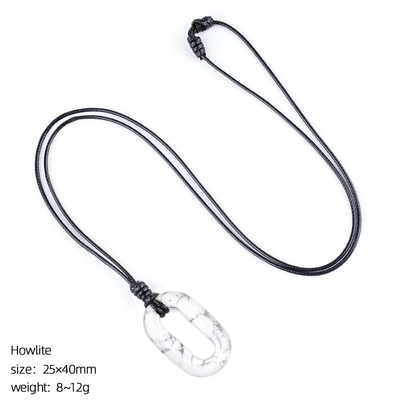 25 * 40Mm colar de pedra natural O-ring europeu e americano retro ajustável suéter corrente oval grande buraco círculo pingente