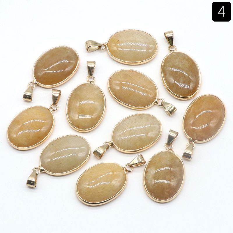 1430-Pingente de bainha oval de cristal de ágata natural, colar de cobre com meia face em forma de ovo