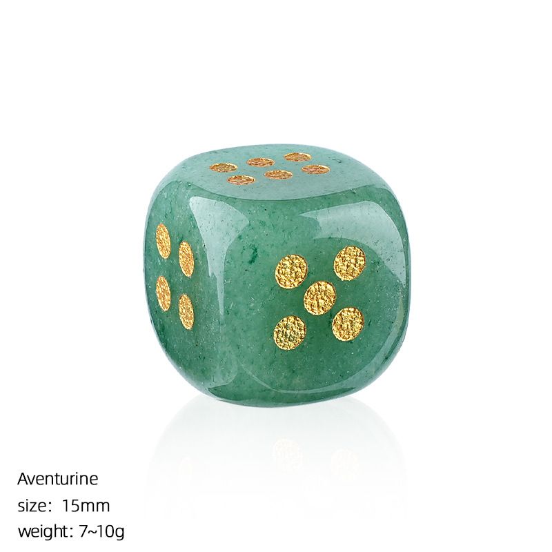 Dados de cristal natural transfronteiriço casual jogo de tabuleiro ágata jade escultura cantos arredondados 15mm pontos dados de pedra semipreciosa