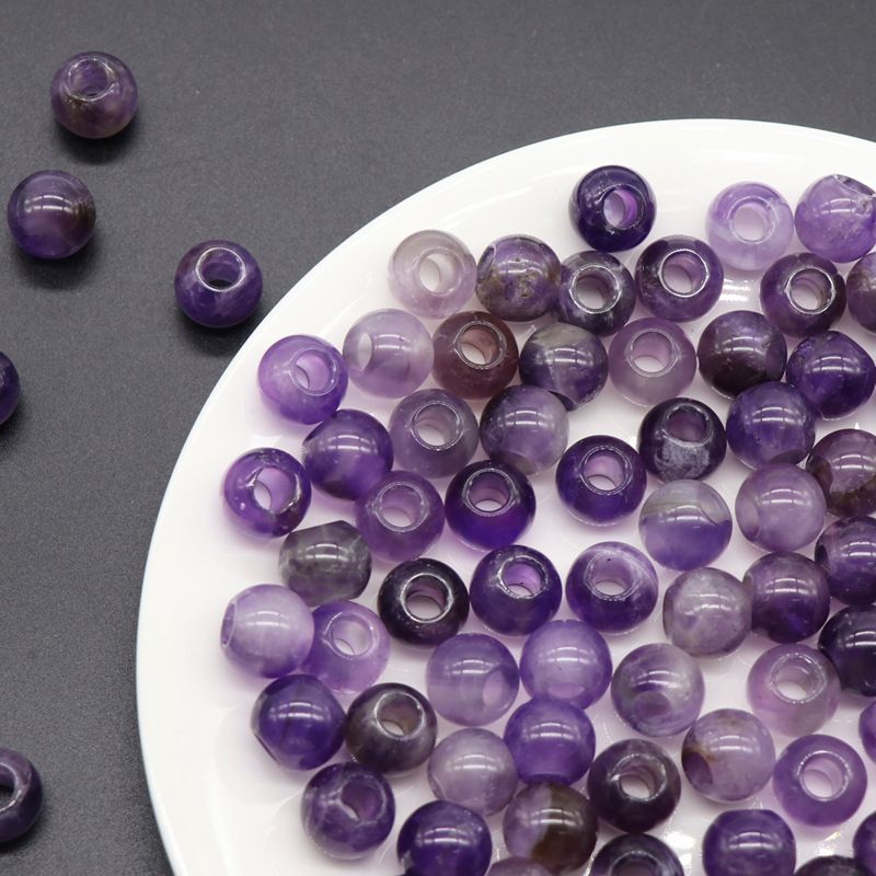 5Mm grande abertura, ametista natural 12mm grande buraco contas redondas contas soltas colar de mão DIY jóias tecido material