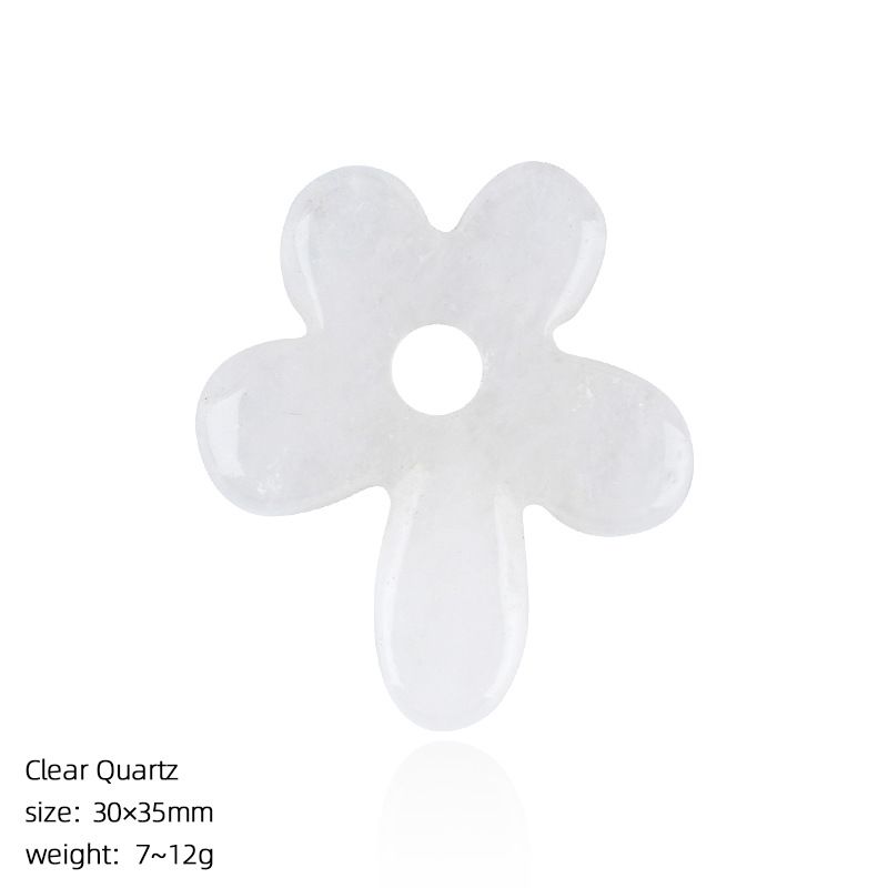 Pingente de flor de cinco pétalas de pedra natural colar artesanal antigo corrente de suéter decorativo em forma de flor pétalas de cristal natural