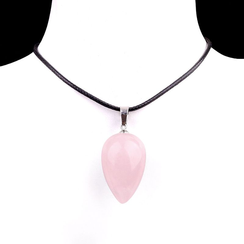 2147-18X30mm natural rosa e roxo branco cristal ágata pedra semipreciosa pingente de gota de água tridimensional colar de gota de água redondo