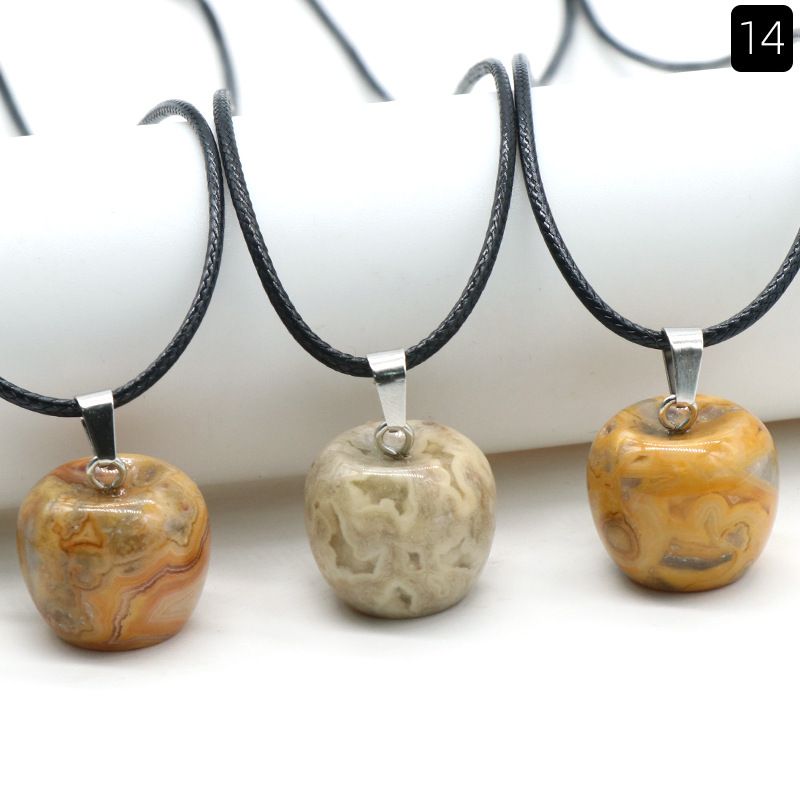 1479-Pedra de ágata de cristal natural 20mm pingente de maçã DIY acessórios decorativos para véspera de Natal