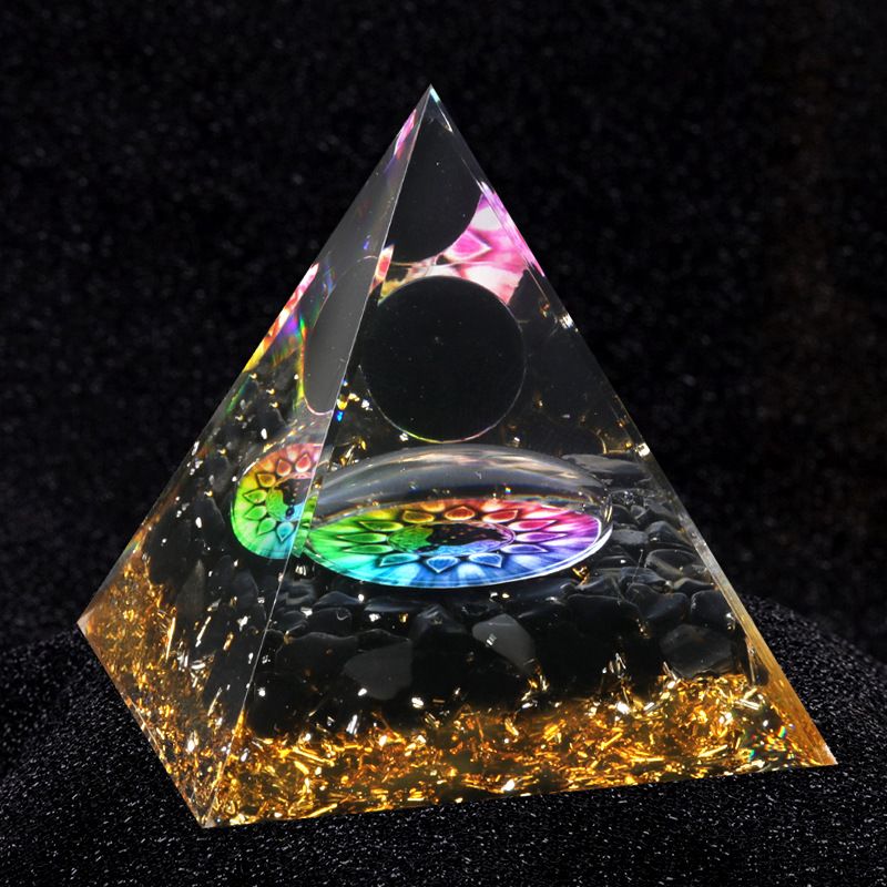 2126-Ágata de cristal 5cm de cascalho pirâmide Resina epóxi escritório doméstico enfeite de mesa artesanato
