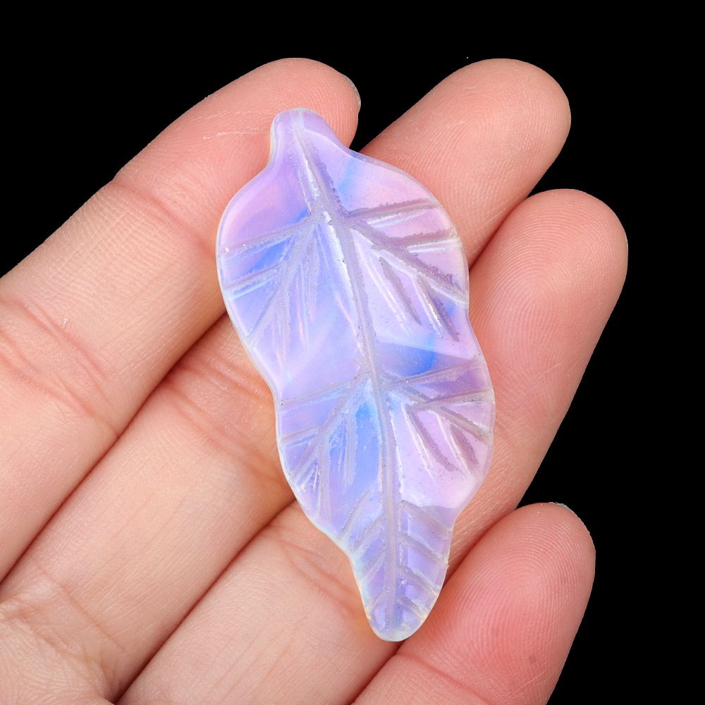 1782-47Mm folhas, cristal natural ágata pedra gravada pena material decorativo DIY folha acessórios de jóias