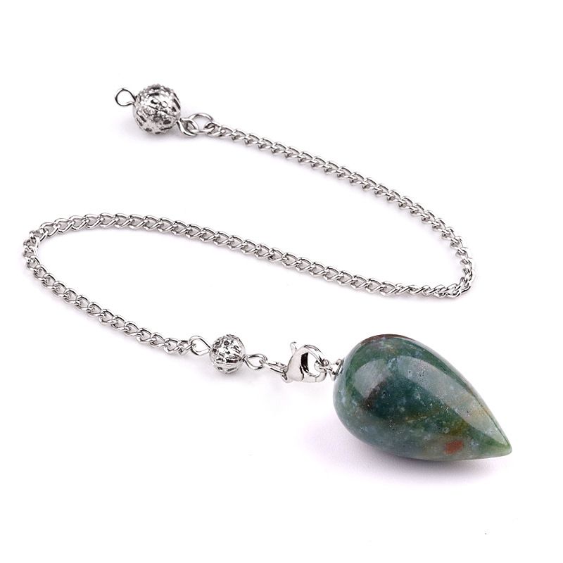 2150 Pingente de pêndulo de cristal natural em forma de gota meditação de ioga vintage pedra semipreciosa com pêndulo de ametista de corrente